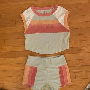 FP Movement by Free People Colorblock Set in Pink and Cream